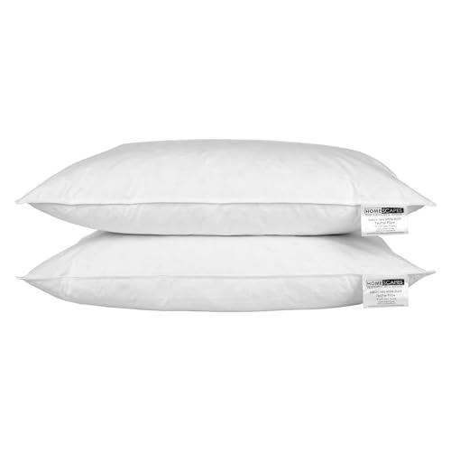 HOMESCAPES - White Duck FEATHER Pillow PAIR - Department Store Quality - Anti Dust Mite - Washable -...