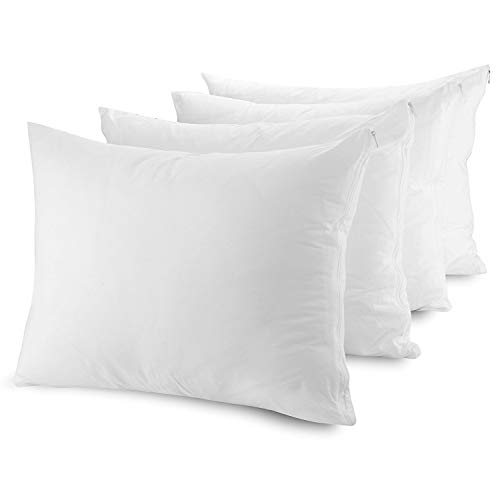 Pack of 4 Zippered Pillow Protectors Covers Cases Anti Dust Mite Bed Bug Feather Mildew Proof - Anti...