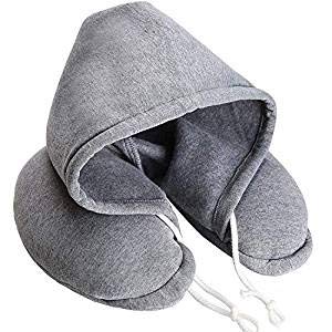 Globe Trek Soft Comfortable Hooded Neck Travel Pillow U Shape Airplane Neck Support Cushion with...