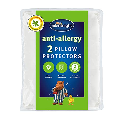 Silentnight Anti-Allergy Pillow Protectors – Pack of 2 Quilted Pillow Protectors with Anti-Allergy...