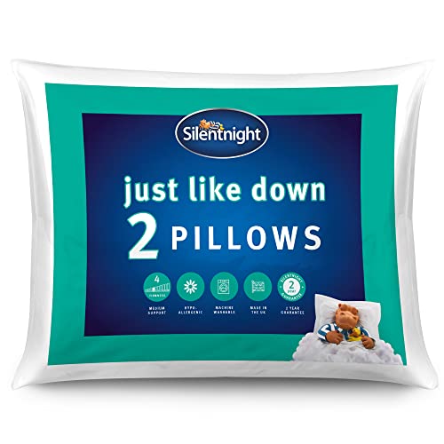 Silentnight Just Like Down Pillow - Hotel Bed Sleep Pillows Cuddle Support Pillow Pair - Machine...