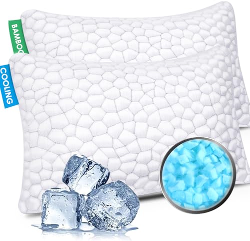 Cooling Bed Pillows for Sleeping 2 Pack Shredded Memory Foam Pillows with Adjustable Loft,...