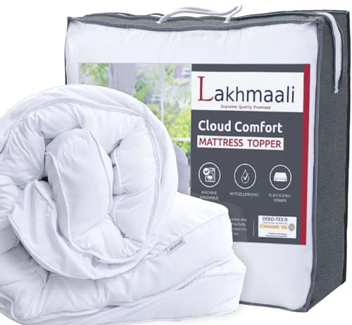 Lakhmaali Mattress Topper Single Bed, Soft & Fluffy Microfiber Quilted cover, 4 Inches Extra Thick,...