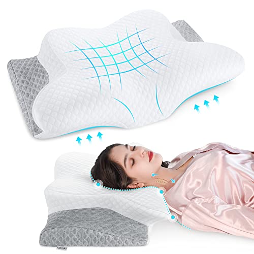 MISIKI Orthopedic Pillows Contour Memory Foam Pillow Neck Support Pillow for Sleeping Cervical...