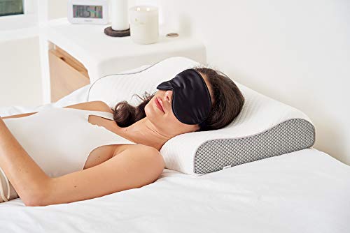 ComfyCozy Luxury Memory Foam Pillow And Silk Eye Mask | Orthopedic Support For Neck Shoulder Pain |...