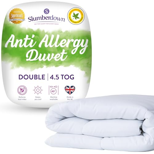 Slumberdown Anti Allergy Double Duvet - 4.5 Tog Lightweight Cool Summer Quilt for Night Sweats -...