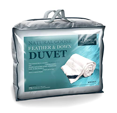 Littens - Luxury White Goose Feather And Down Duvet Quilt, 15 Tog King Bed Size, 100% Cotton...