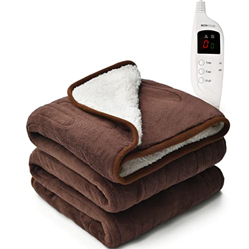 MONHOUSE Heated Throw - Electric Blanket - Digital Controller - Timer up to 9 hours, 9 Heat...