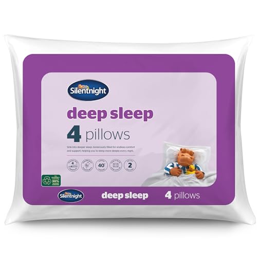 Silentnight Deep Sleep Pillows 4 Pack - Medium Support Bed Pillows for Side, Front, Stomach and Back...