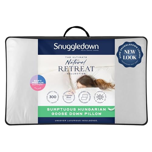 Snuggledown Hungarian Goose Down Pillow 1 Pack - Hotel Quality 80% Down 20% Feather Pillow, RDS...