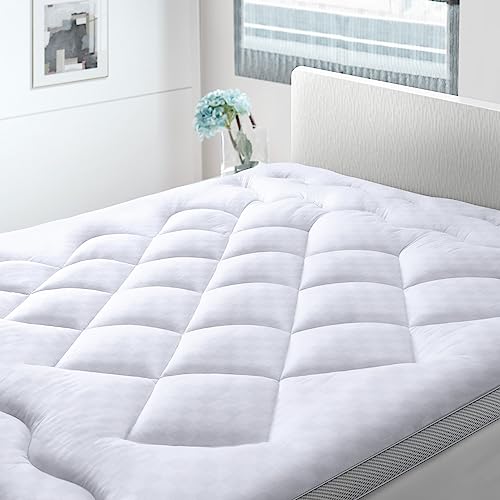 BedStory Mattress Topper Double Bed, Soft & Fluffy Quilted Double Mattress Topper with 3D...