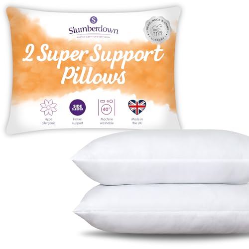 Slumberdown Pillows 2 Pack - Super Support Firm Side Sleeper Bed Pillows for Neck and Shoulder Pain...