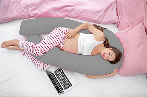 Hometex 9ft U Shaped Comfort Pregnancy Support Pillow with free Case (Grey Cover)