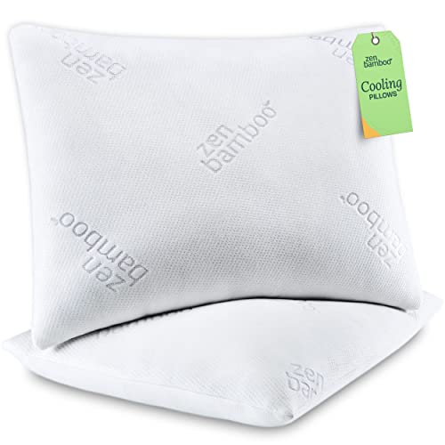 Zen Bamboo Pillows - Queen Size, Ultra Plush, Down Alternative, Cooling Pillow 2 Pack – Machine...
