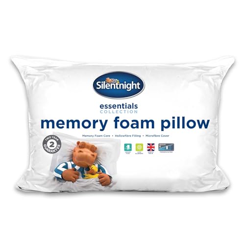Silentnight Essential Memory Foam Core Pillow - Pack of 2 Memory Foam Core Pillows with Soft...