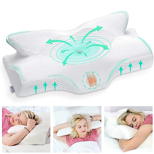 Elviros Cervical Contour Memory Foam Pillow for Neck Pain Orthopedic Neck Pillow for Shoulder Pain...