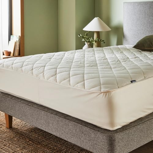 Woolroom Deluxe Double Mattress Protector - Machine Washable Bed Cover 100% Naturally Hypoallergenic...