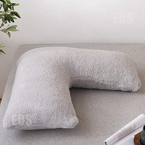 Teddy Fleece V Pillow with Pillowcase V Shape Pillow Orthopaedic Fleece Casing Soft Warm Pillow Case...