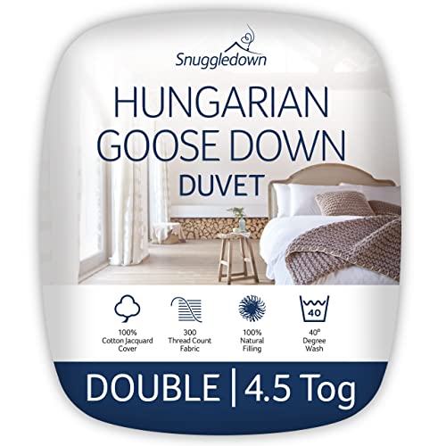 Snuggledown Hungarian Goose Down Double Duvet - 4.5 Tog Premium Lightweight Cool Summer Quilt for...