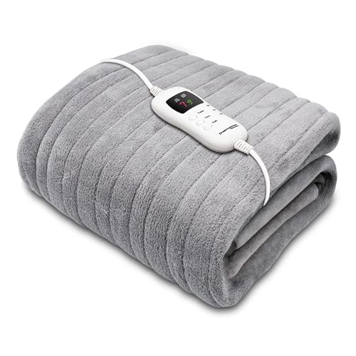 Dreamcatcher Grey Heated Throw Electric Blanket, 160 x 120cm Heated Blanket Machine Washable Soft...
