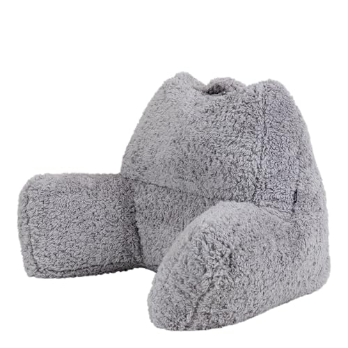 icon Teddy Bear Cuddle Cushion, Grey, Extra Large Fluffy Sherpa Fleece Bean Filled Back Support...