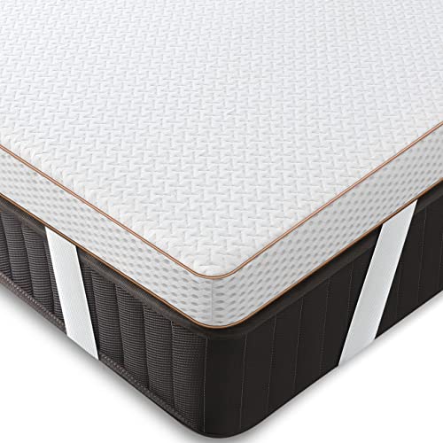 LUTE Memory Foam Mattress Topper Double Bed, 45D High-density Firm Mattress Topper Double with...