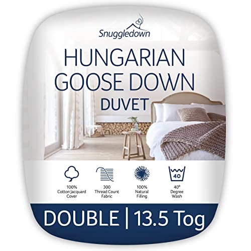 Snuggledown Hungarian Goose Down Double Duvet - 13.5 Tog Warm Winter Premium Quilt Ideal for Cold &...