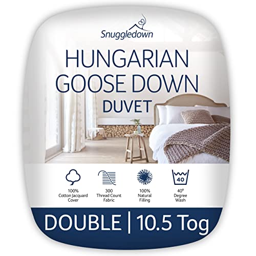 Snuggledown Hungarian Goose Down Double Duvet - 10.5 Tog All Year Round Premium Quilt Ideal for...